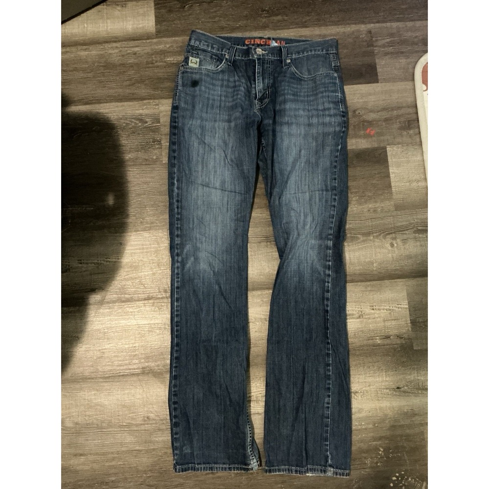 Cinch Ian Jeans Mens 32x36 Denim Bootcut Western Cowboy MB65436001 DISTRESSED